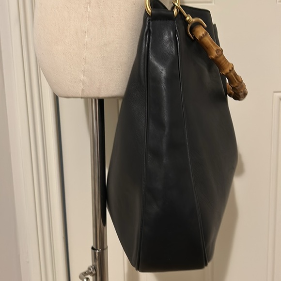 Gucci black leather bamboo handle large shoulder hand bag - Picture 4 of 13